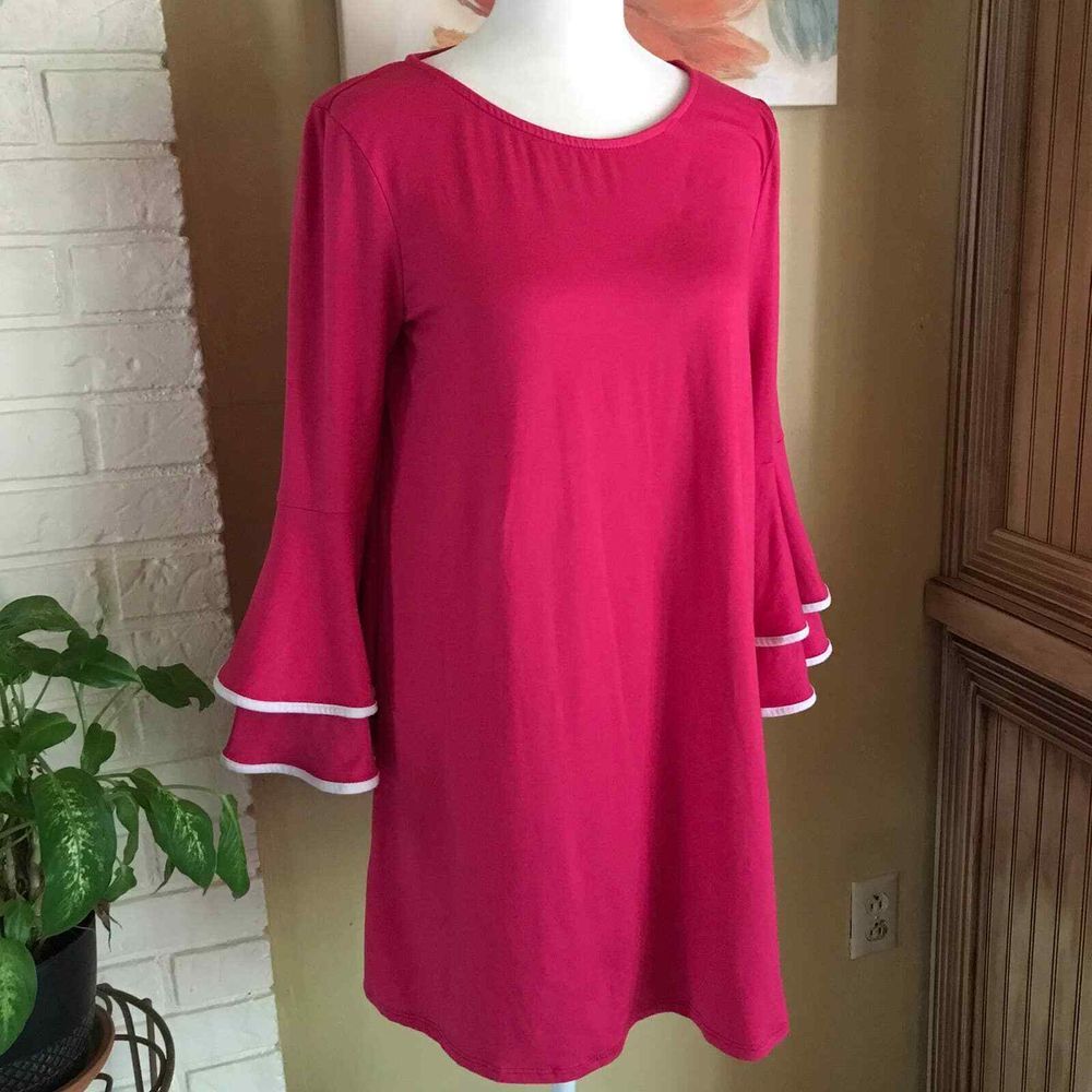 Reborn J Dress Womens Small Pink Bell Sleeves Lightweight Mini Shift